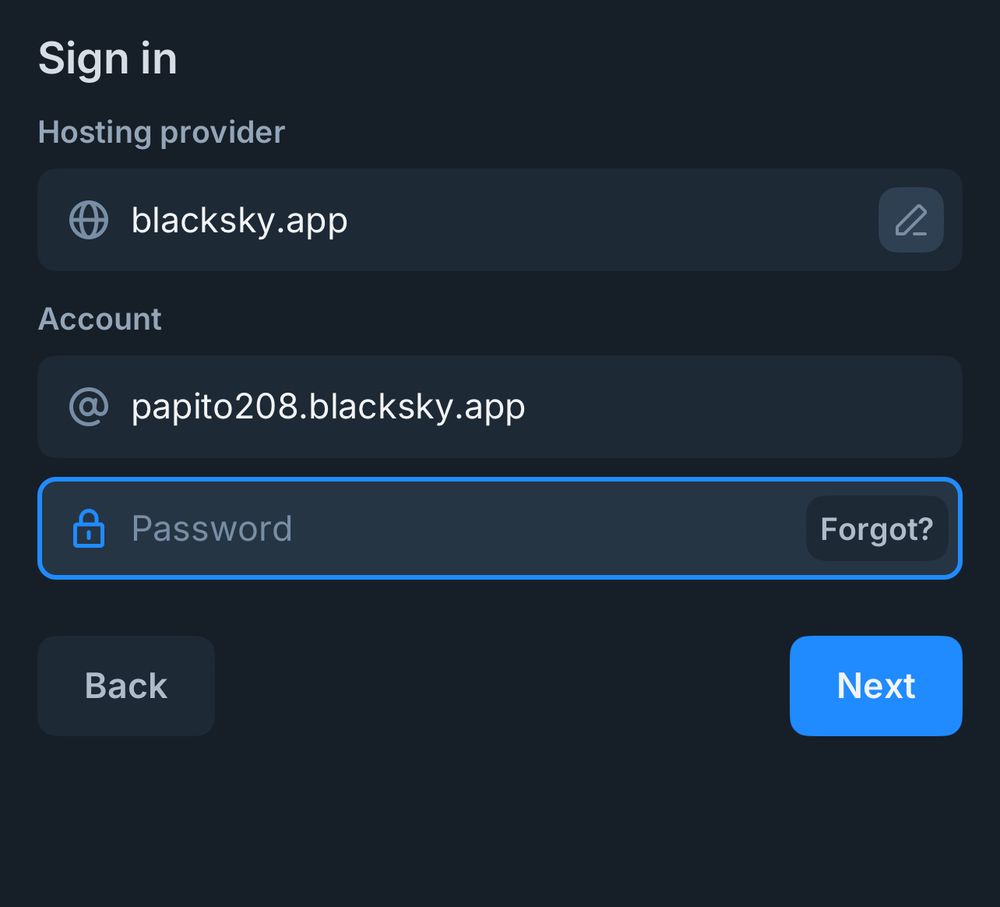 Screenshot of BlackSky login 