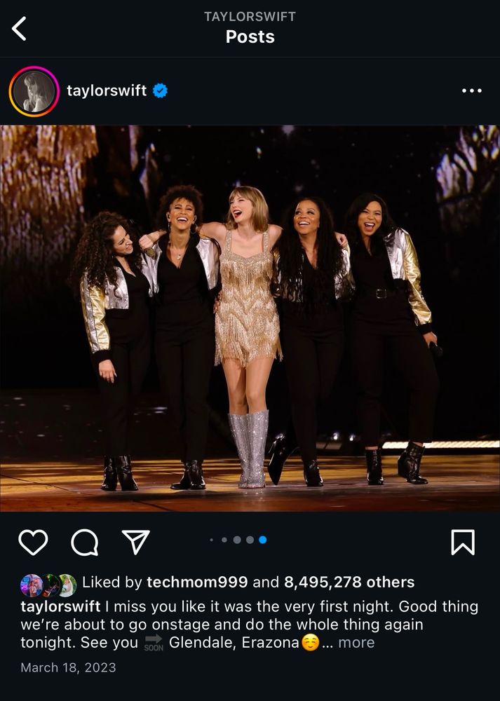 A screenshot of an Instagram post by Taylor Swift 