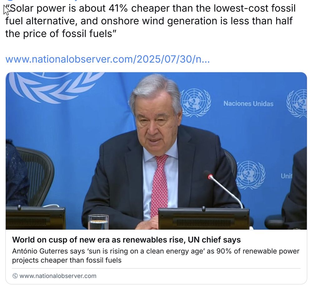 Photo of UN's Antonio Guterres. He says 