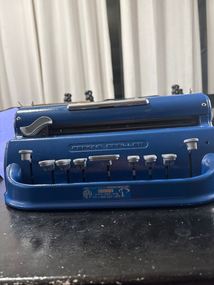 Photo of a blue brailler