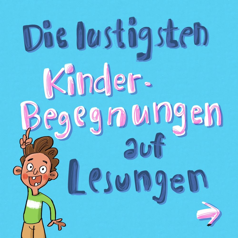 Die lustigsten Kinder Begegnungen auf Lesungen. Illustration von begeisterten Kind, dass sich überschwänglich meldet.