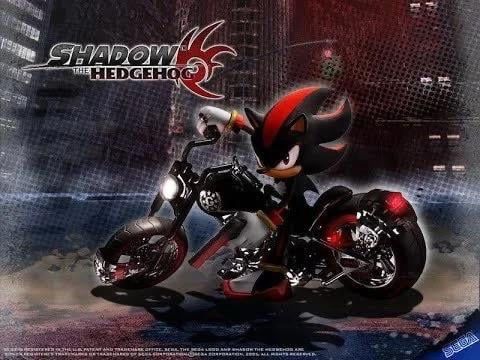 Advertisement for the very edgy 2005 Sonic spinoff game starring Shadow the Hedgehog with a motorcycle (and also a gun because edgy)