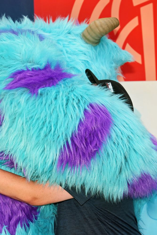 Moi qui fait un gros câlin à Sullivan de Monstres et Compagnie. 