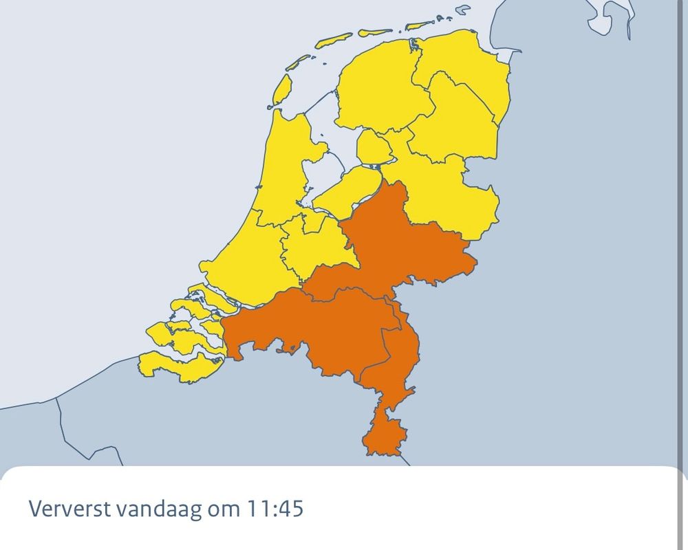 Dinsdag en woensdag code oranje voor extreme hitte in Noord-Brabant, Gelderland en Limburg.