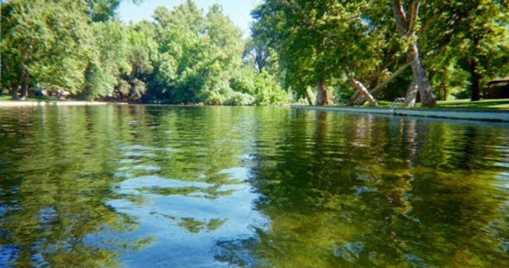 Photographs of the One Mile Pool in Bidwell Park. Chico, California - Open Day and Night - WPA built the Sycamore Pool