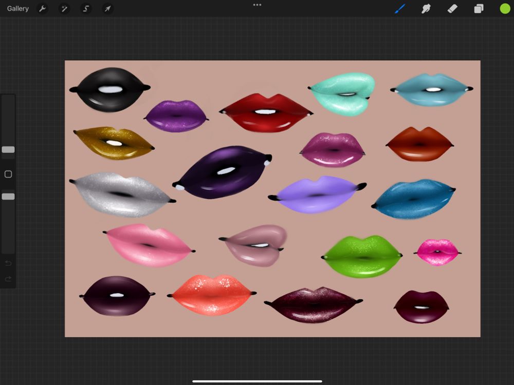 Multiple drawings of lips and mouths 👄 