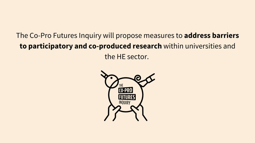 ALT

The Co-Pro Futures Inquiry will propose measures to address barriers to participatory and co-produced research within universities and the HE sector. 