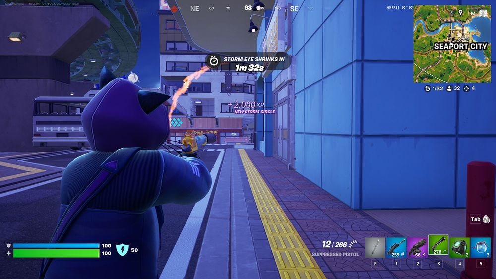 nyanja from fortnite aiming down the sights of a silenced pistol, at an angle similar to the security footage of brian thompson getting flatlined