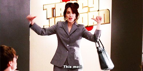 a gif from the show 30 rock, of liz lemon pointing at herself with two thumbs, saying "this moi"