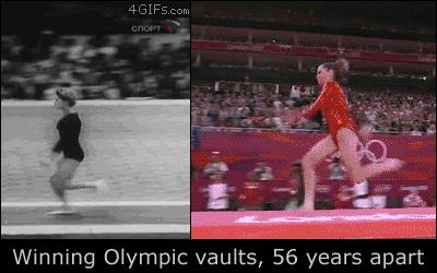 Winning Olympic vaults, 56 years apart