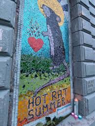 The hot rat summer mural in Cal Anderson park in Seattle.
