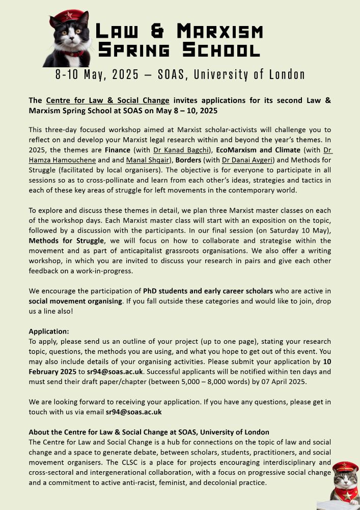 Call for Abstracts - Law & Marxism Spring School