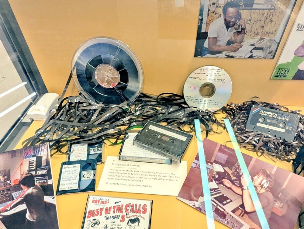 Tapes and cassettes in display case