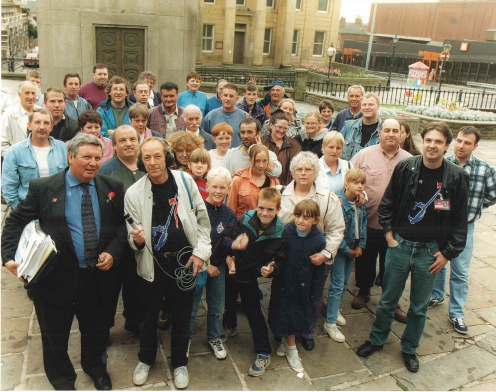 Group outside Oldham old town hall