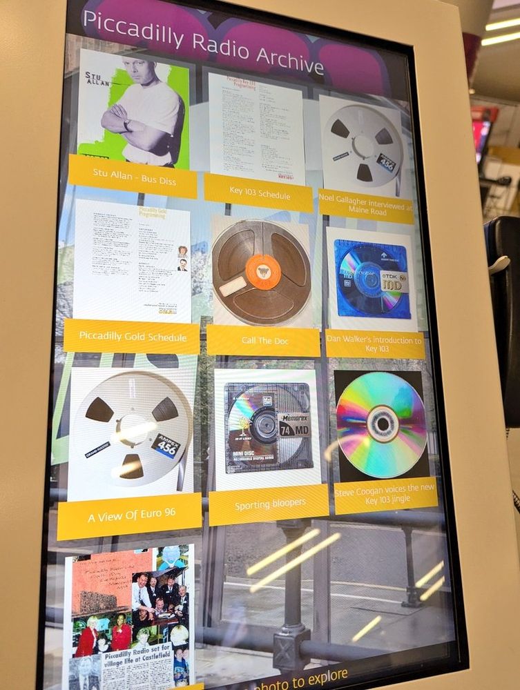 Interactive display screen "Piccadilly Radio archive"