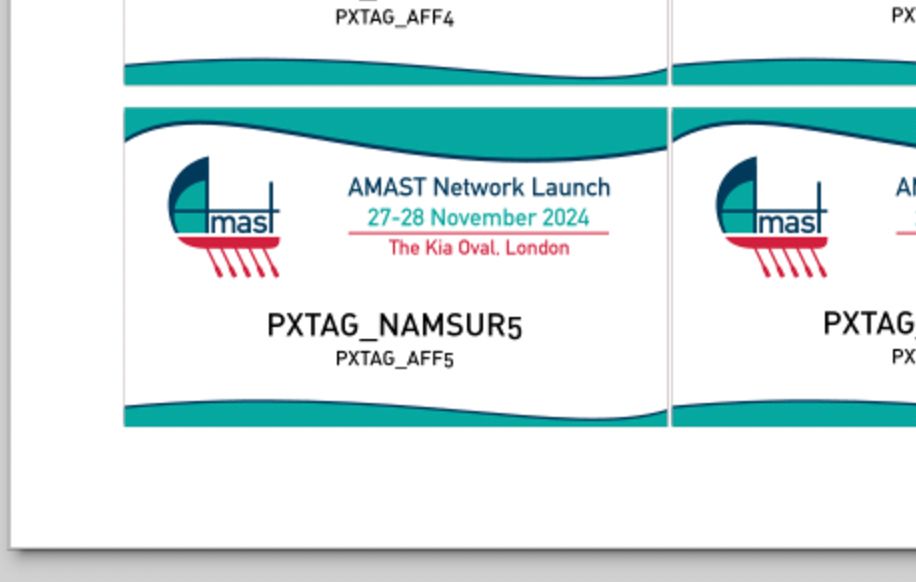 Portion of a template for conference name tags