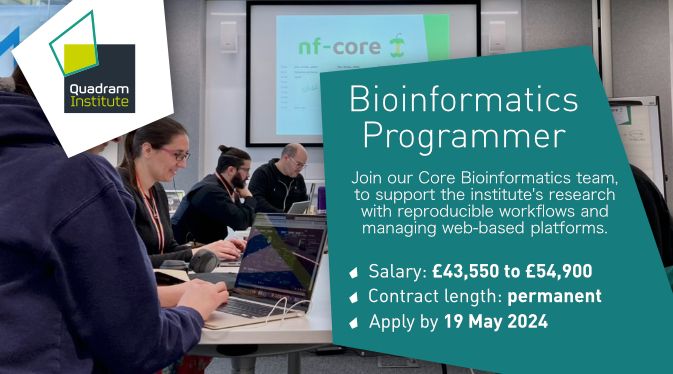 Core Bioinformatics team at QIB -- job offer to join the team as bioinformatics programmer as per link