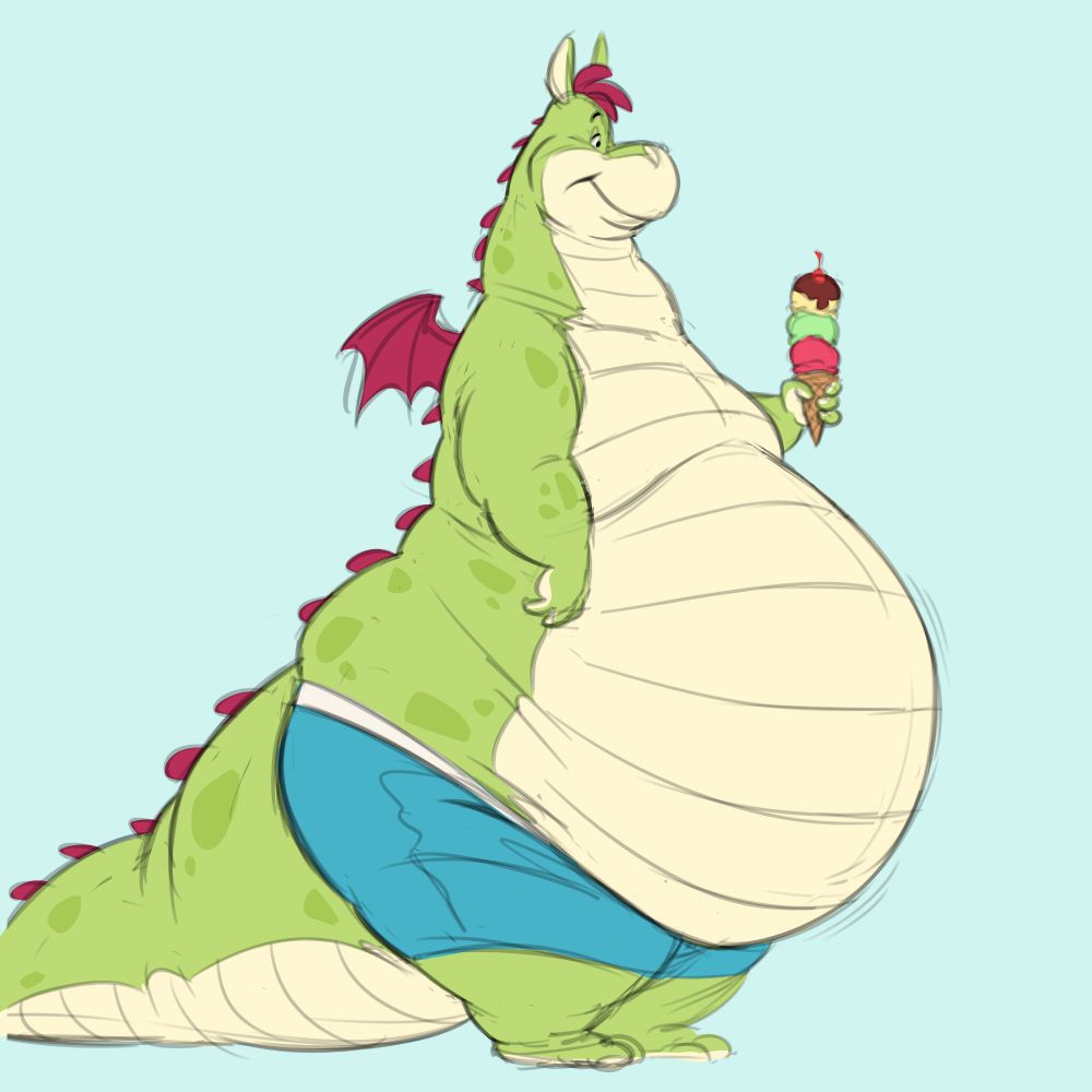 Herbert seems very accustomed to his hefty shape, while enjoying a triple scoop ice cream cone and wearing his favorite swimming shorts, perhaps enjoying the day relaxing at the beach.