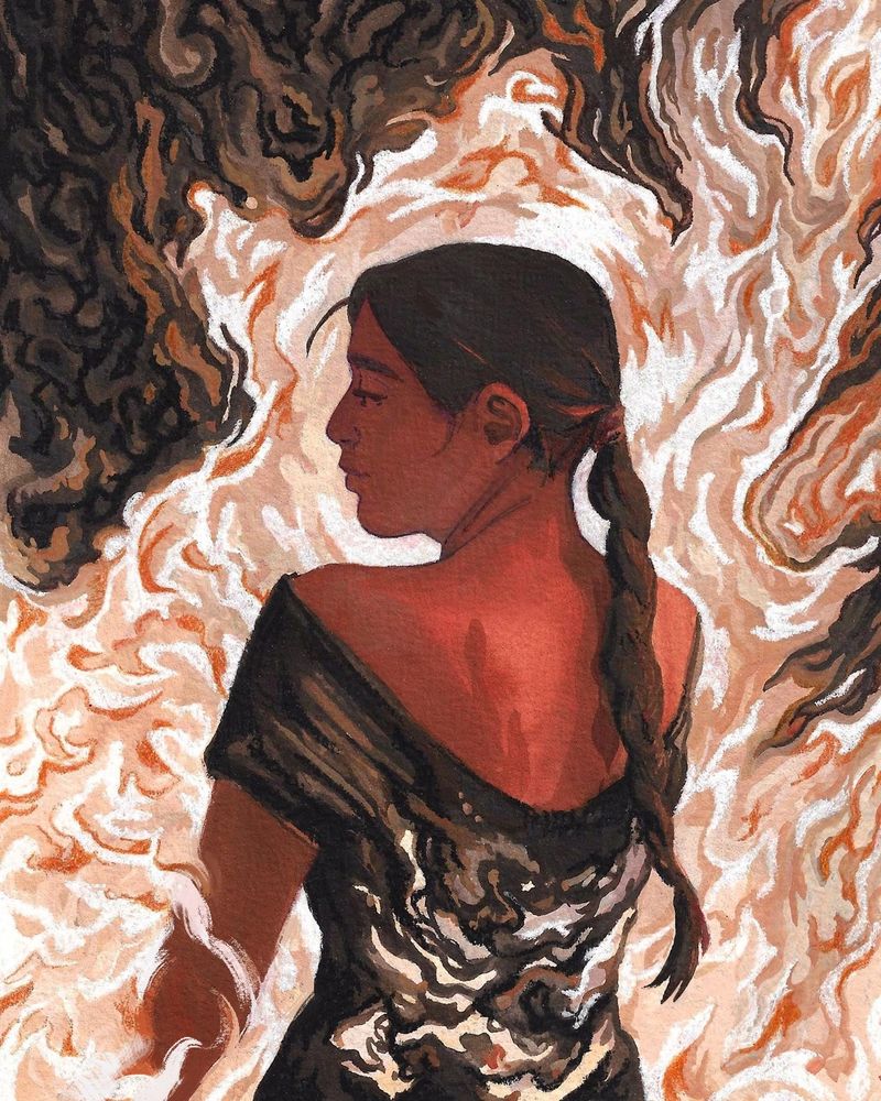 Gouache d'un dos de femme, son visage est tournée vers nous.
