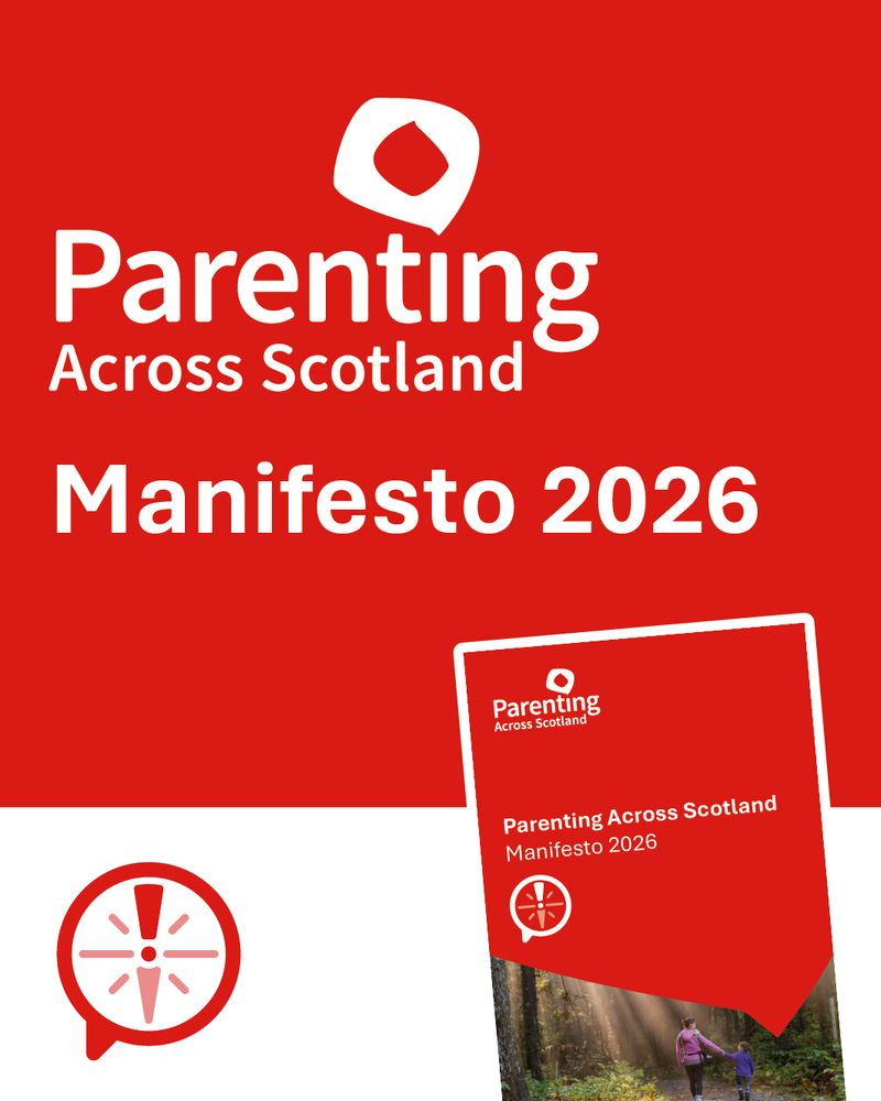  The image has text which reads 'Parenting Across Scotland's Manifesto 2026' alongside a mini image of the manifesto.