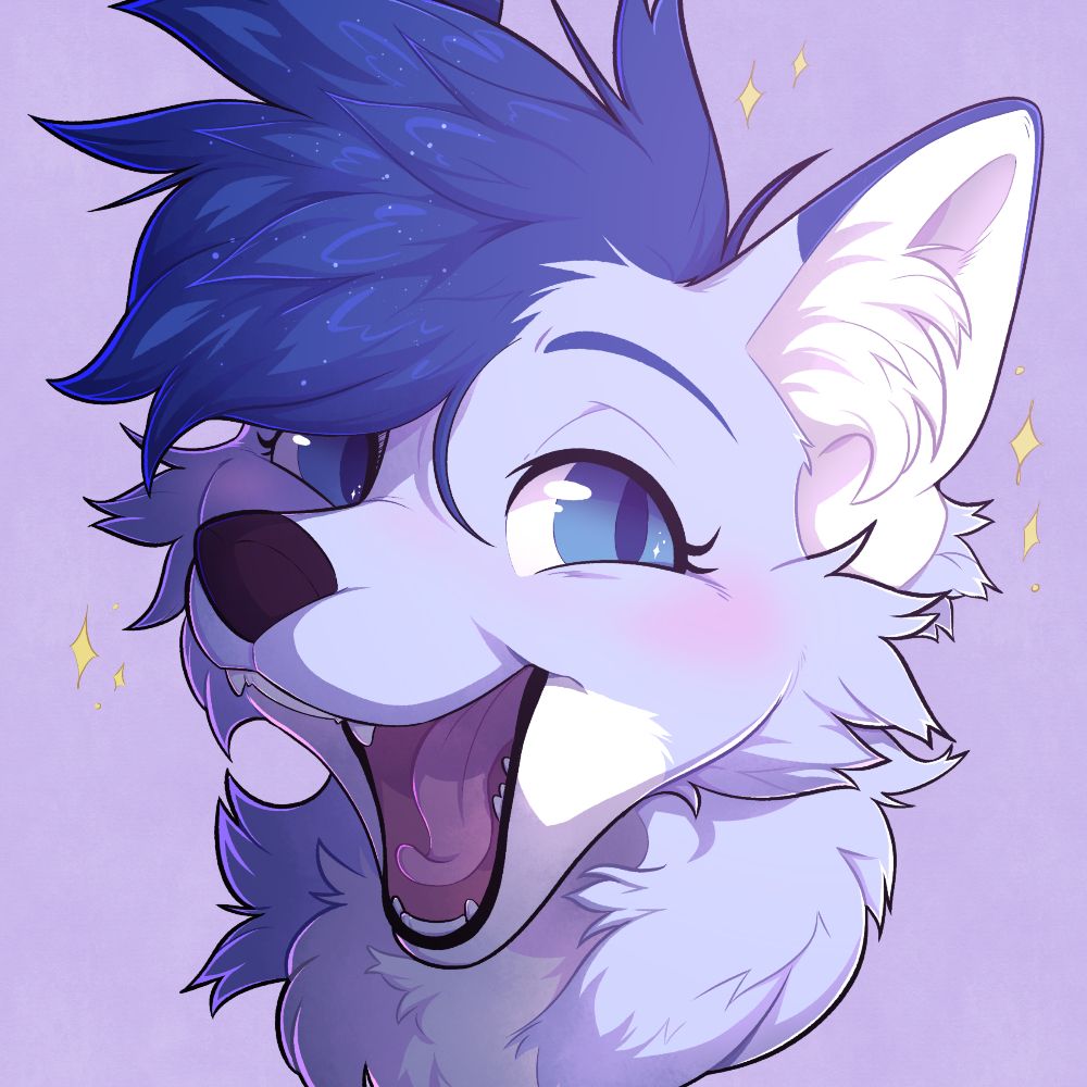 A very happy blue fox