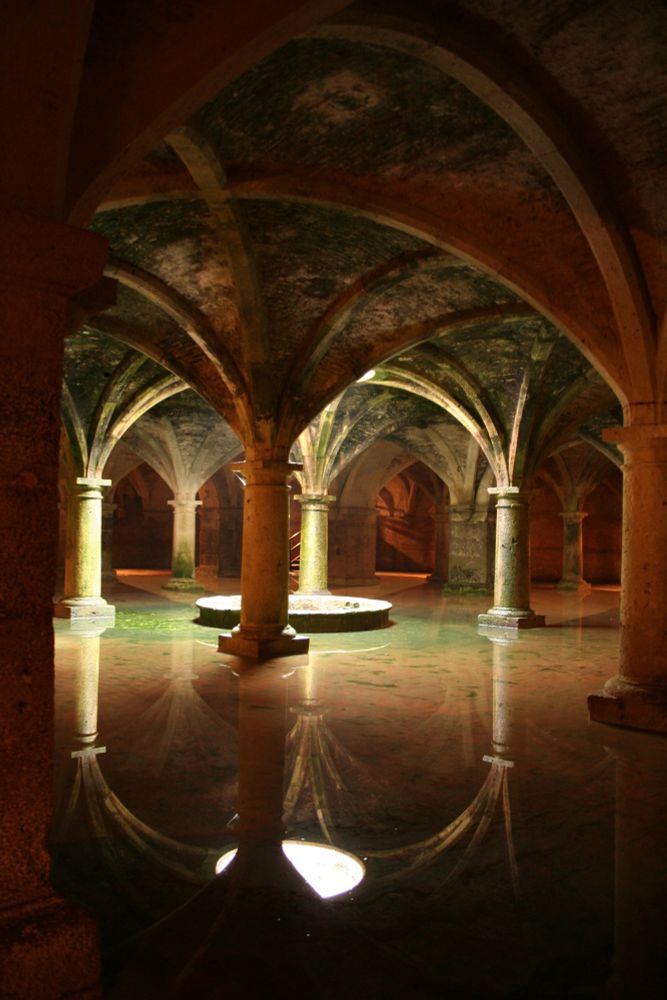 A photo of the Portuguese cistern in Morocco, a much older version of the same concept with a lower vaulted ceiling
