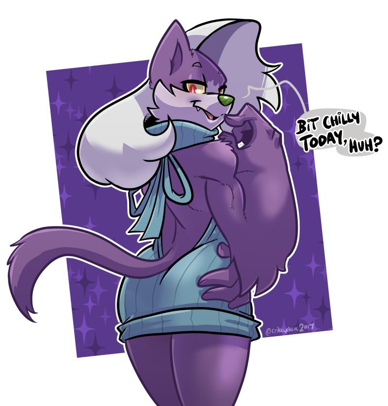 For the nose, most of the characters all have a black, or dark grey, nose colour and wanted to see if she could stand out with a different colour. I thought it was neat, but general consensus was it didn't add much.

So her nose has been it's regular colour ever since!