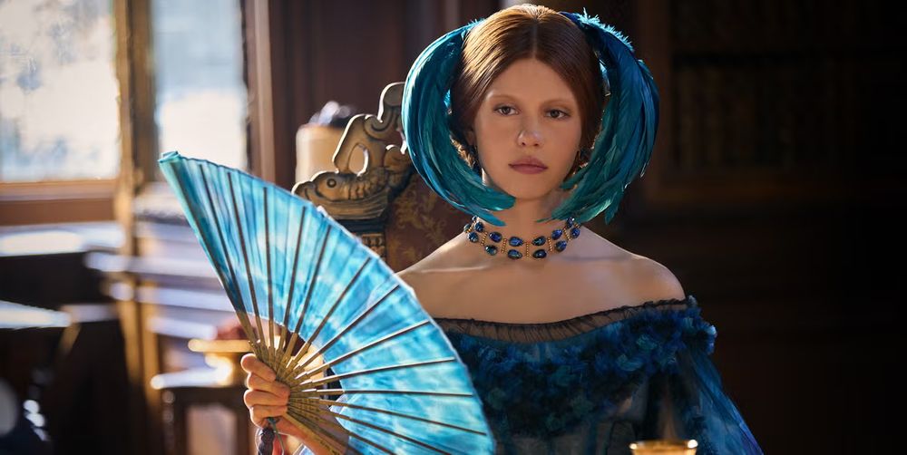 Mia Goth calling up visions of Ingres' Comtesse d'Haussonville in Frankenstein 