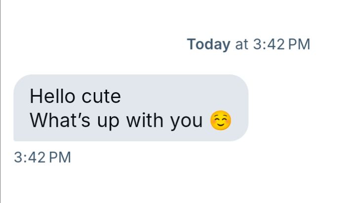 Message saying:

Hello cute 
What's up with you 