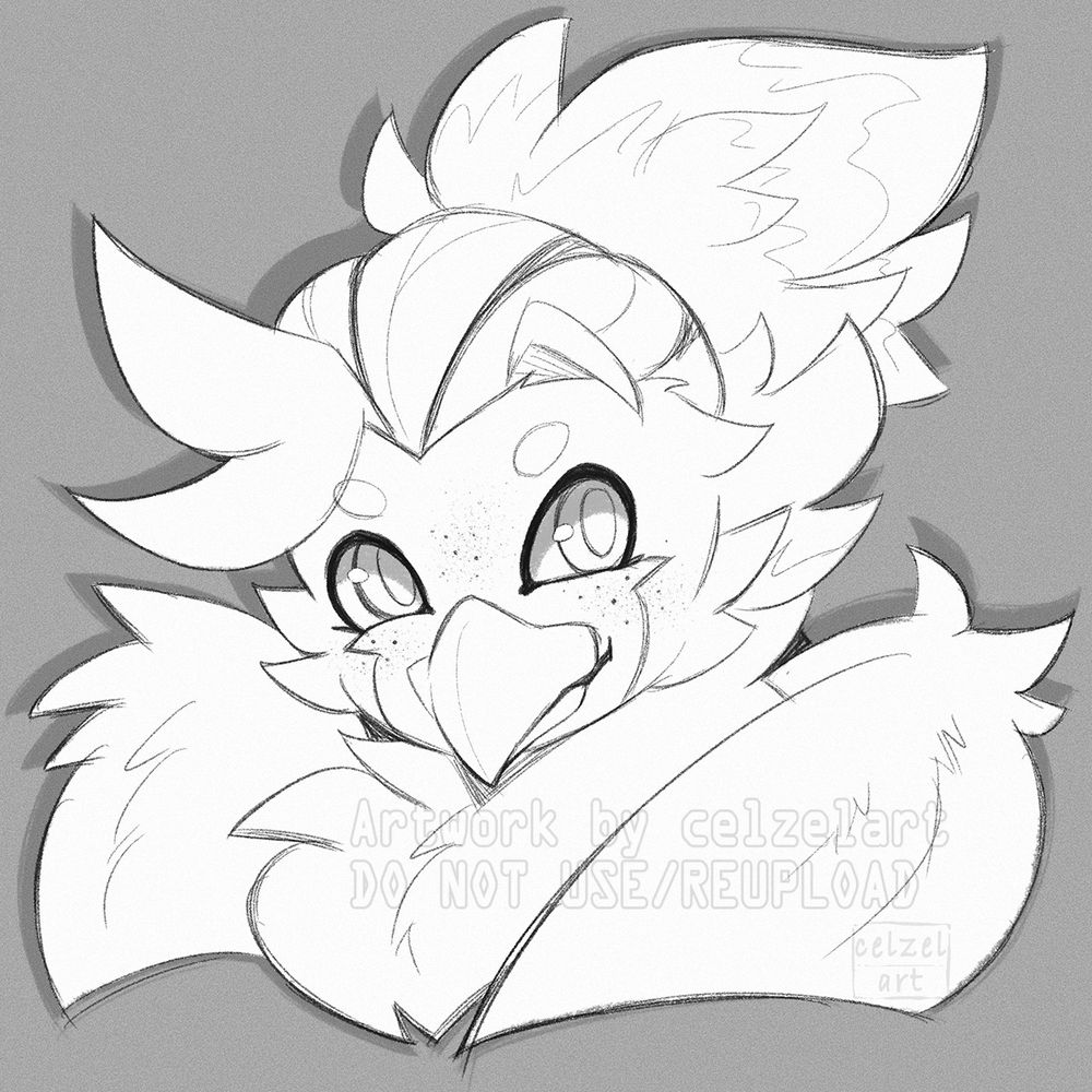 Art Fight: Sketch bust of an anthro bird Oc