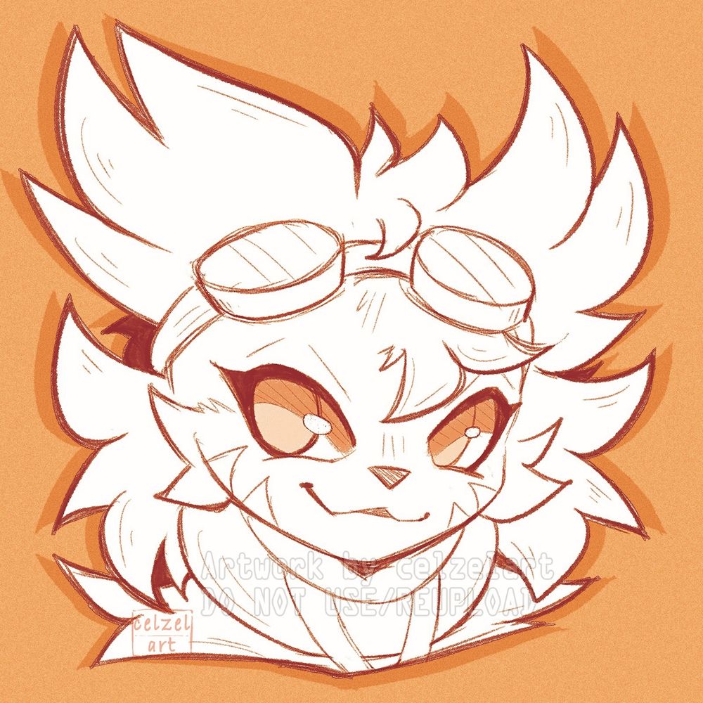 Headshot sketch of a Buizel Oc