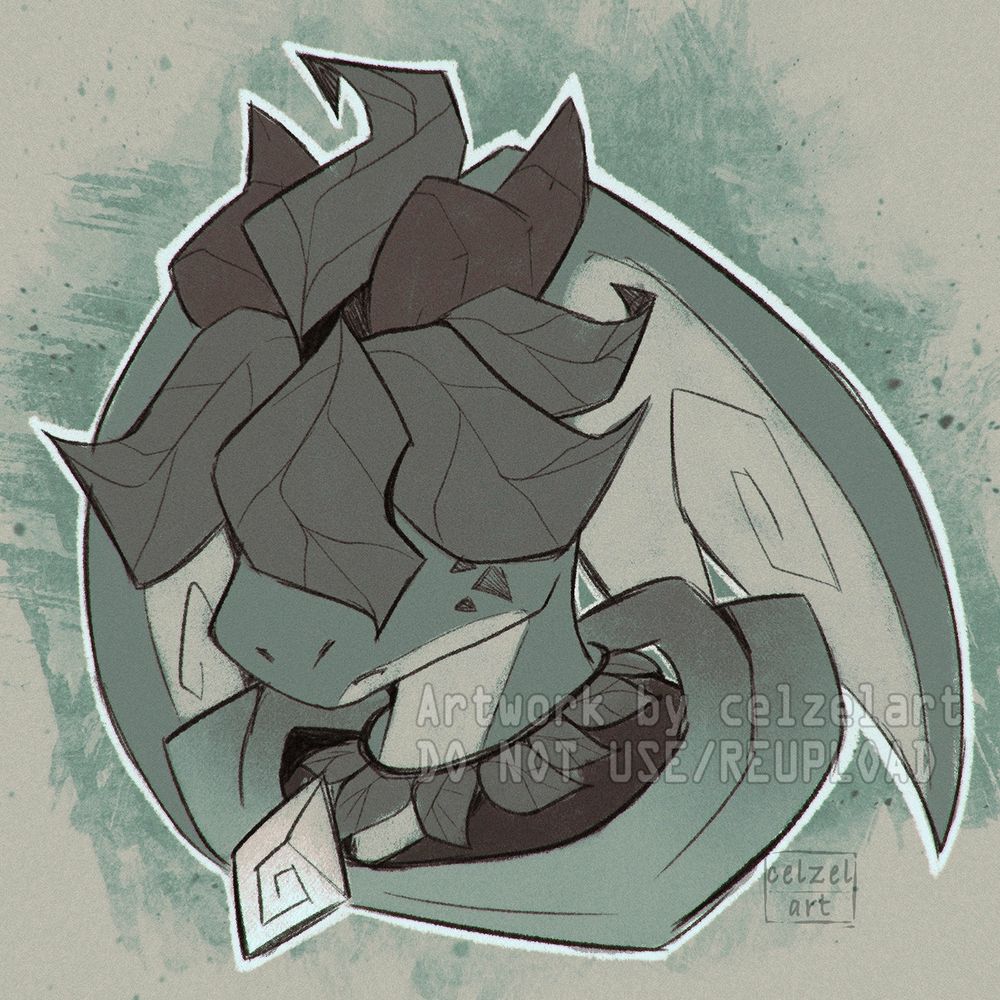 Art Fight: Sketch bust of leaf dragon Oc