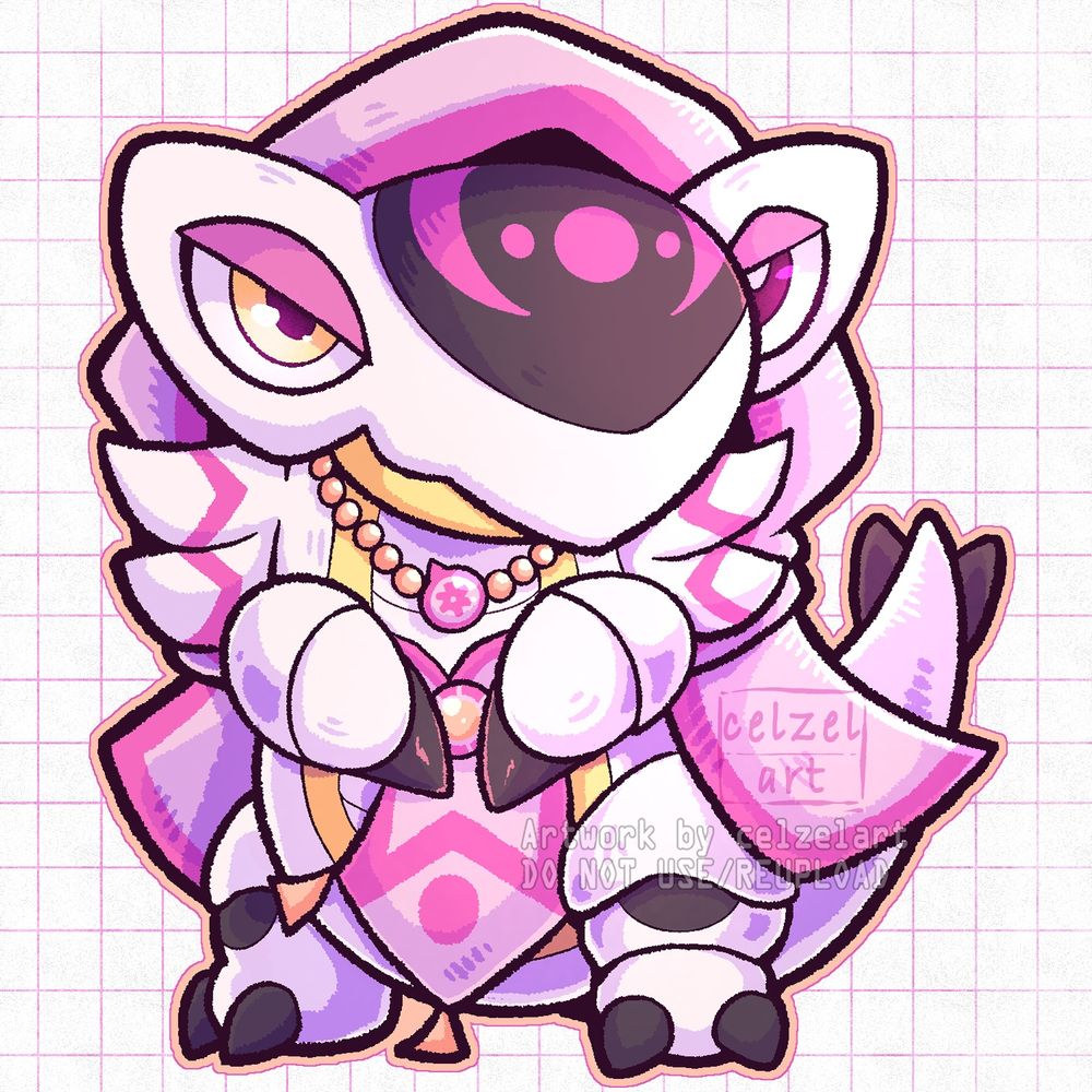 A little chibi of an Armaldo Oc with white and pink colors