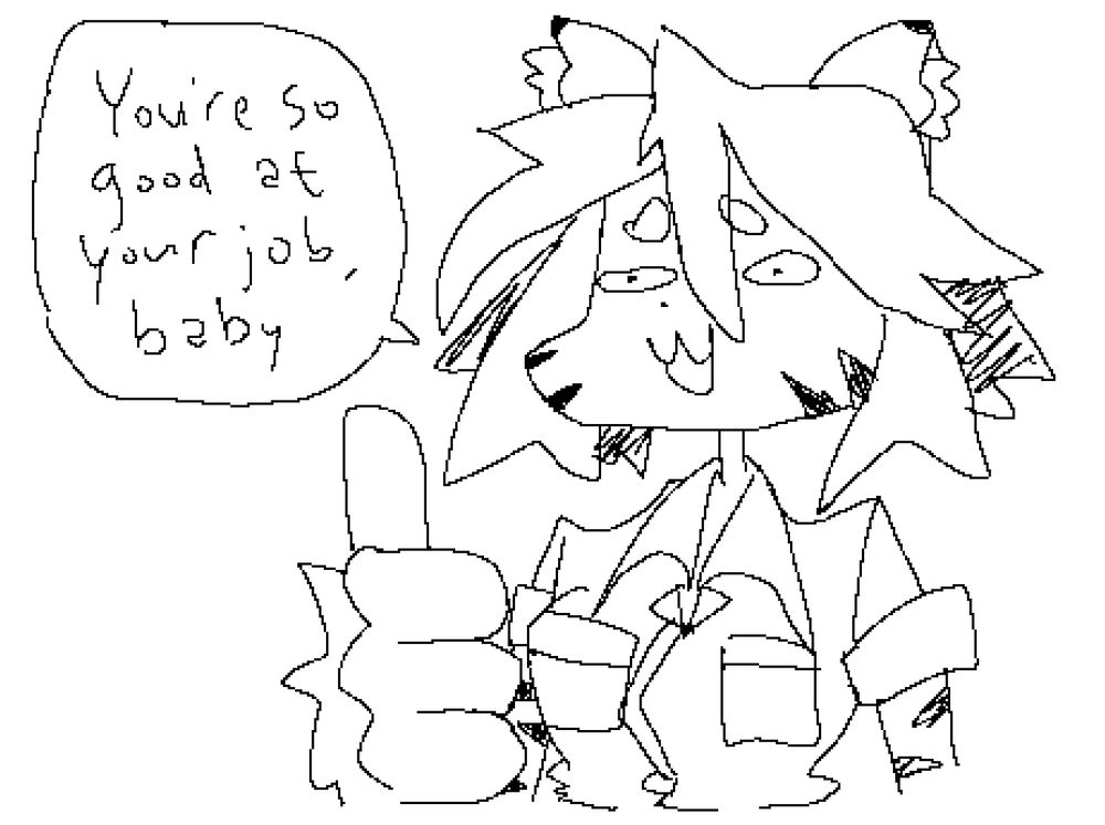 tiger-chan from hit indie game endless monday: dreams and deadlines giving u a thumbs up telling you that you're so good at your job, baby