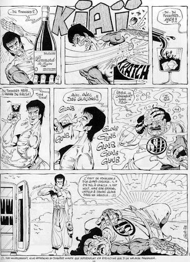 Bruce Lee is drinking a fine wine with ice cubes. Superdupont is immediatly defeated by such an horrendous act