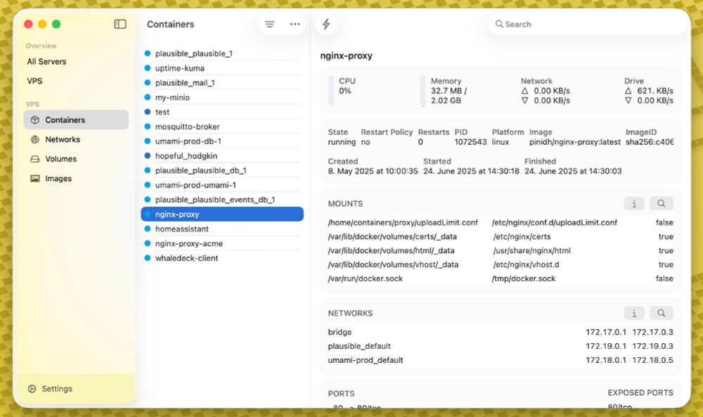 A screenshot of WhaleDeck on macOS 26