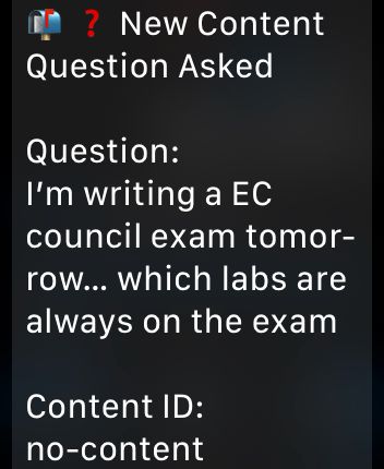 A screenshot of the question: "I'm writing a EC
council exam tomor-row... which labs are always on the exam"