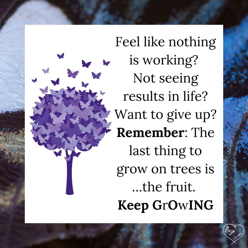 #coaching #transformationalcoaching #lifecoach #wellbeing #mindfulness #mindful #mentalhealth 

All of us are on our own growth journey—
It is easy to get stuck and think something is not working or making a difference…when in fact, it’s just growing, YOU are growing. Stay long enough for the fruit to ripen 🫶✨💖🦋

I felt this a lot lately, but I keep trusting the process and pause just a little longer… then notice a subtle shift, which validates to stay a little longer, and a little longer…
Trust like the butterfly
🦋

Www.thebutterflywithin.me