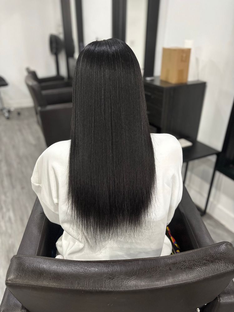 Flat-ironed without trim