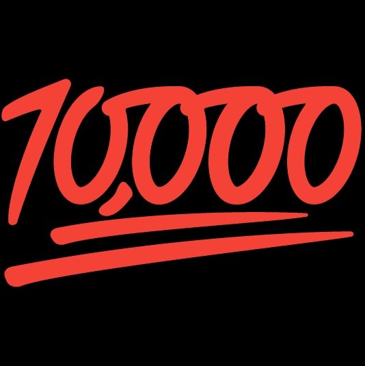 the number 10,000 styled after the 💯 emoji 