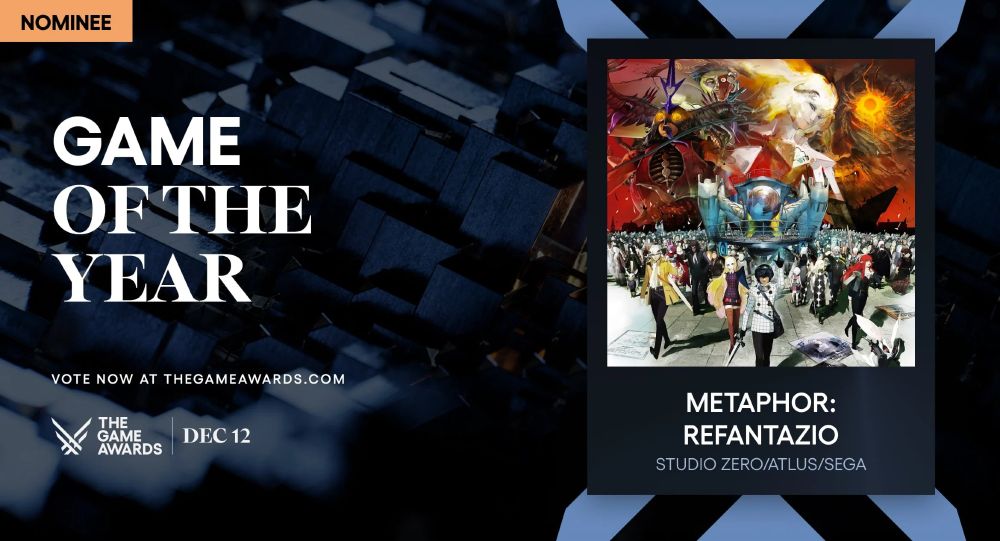 VOTED METAPHOR:REFANTAZIO STUDIO ZERO/ATLUS/SEGA
GAME OF THE YEAR