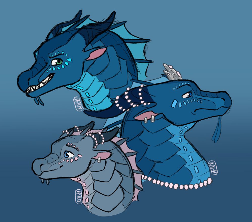 (Princess) Tsunami [upper left], Queen Coral [right], and Princess Anemone [lower left]