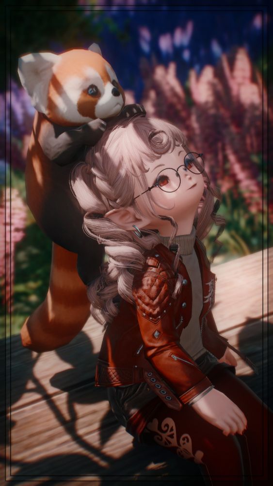 Ococa relaxing, enjoying the day with her Red Panda, Yuna