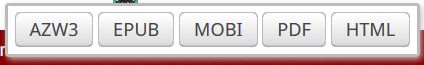 A screenshot of the Archive of Our Own (AO3) user interface for a logged in user. It shows the format menu that displays when once clicks on the "Download" button on a fanfiction's page. The available buttons, and download formats, are: .azw3 (Amazon Kindle format), .epub (standard e-book format), .mobi (old e-book format), .pdf (adobe acrobat portable document format, can be opened with any pdf reader), and .html (web page formats, can be opened in any web browsers).