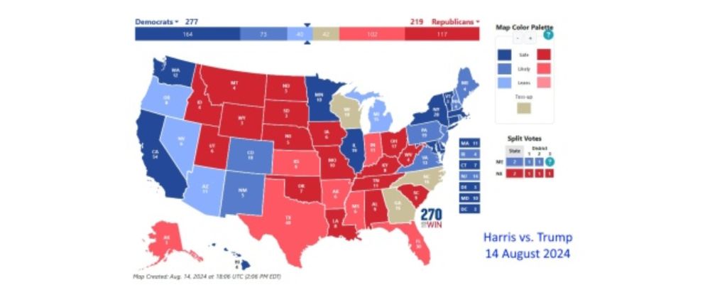 A Probabilistic Look at The Presidential Election: 14 August 2024