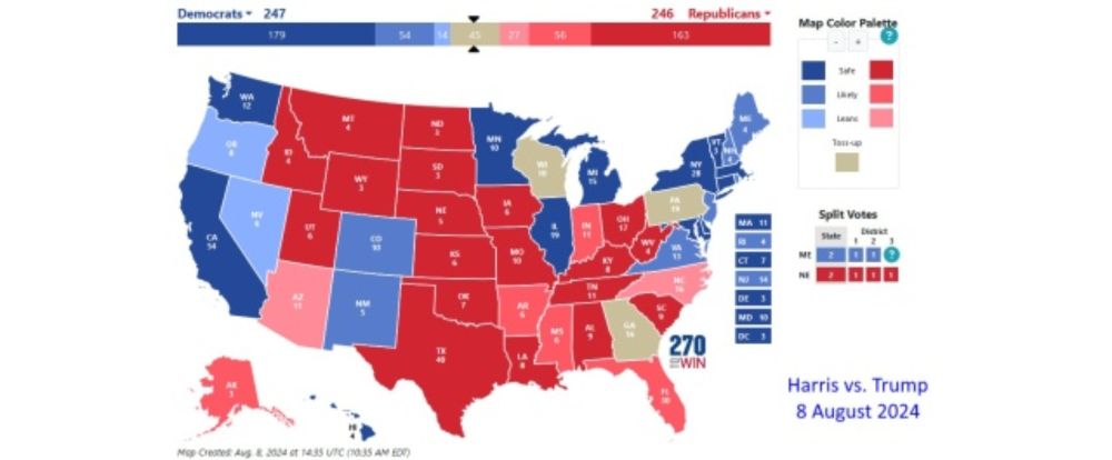 A Probabilistic Look at The Presidential Election: 8 August 2024