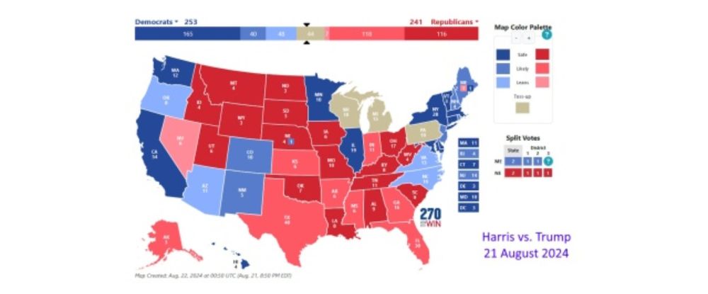 A Probabilistic Look at The Presidential Election: 21 August 2024