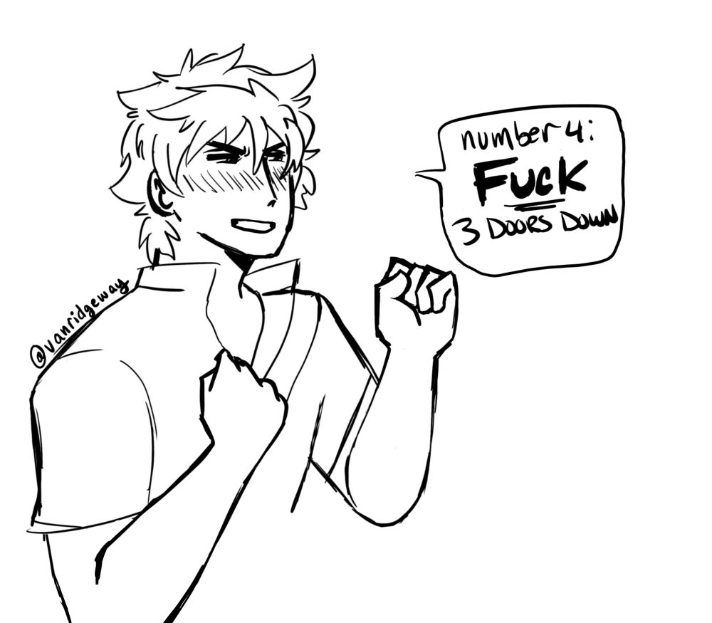 now gintoki looks angry and has his hands in fists. "number 4: fuck 3 doors down"