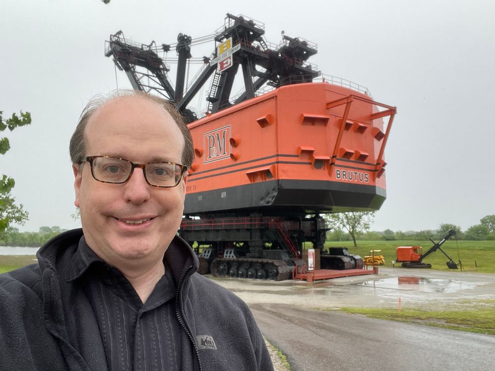 Selfie in front of Big Brutus, a Bucyrus-Erie Model 1850B electric power shovel. Originally built in 1962 for the Pittsburg & Midway Coal Mining Company, Big Brutus is 16 stories tall with a 150-foot boom.