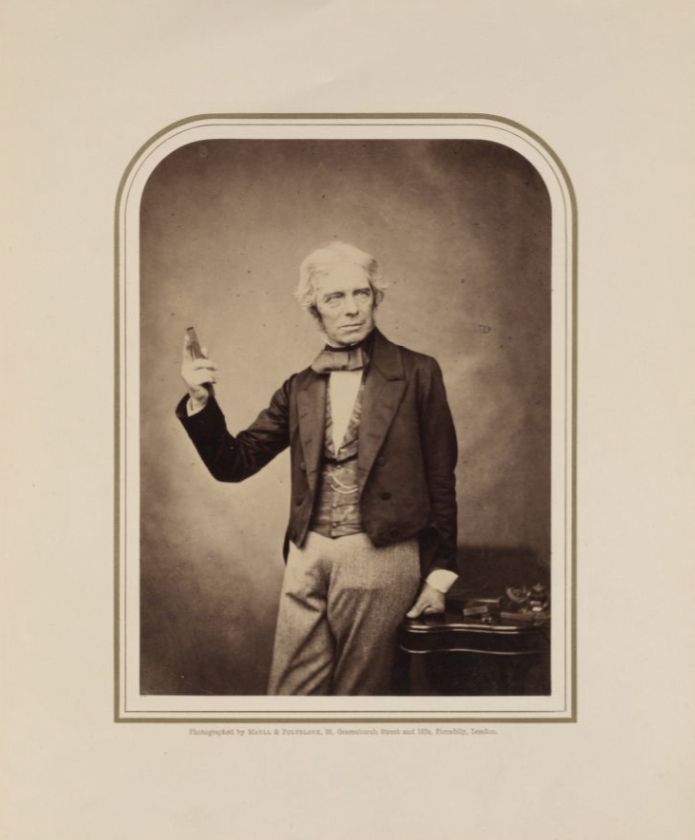 Portrait of Michael Faraday leaning against a table while holding a magnet.

Maull & Polyblank, Professor Michael Faraday, Esq., D.C.L., F.R.S., 1854–1855, published October 1857. Gernsheim Collection, 2024.0003.0001.0007.

Harry Ransom Center
University of Texas at Austin